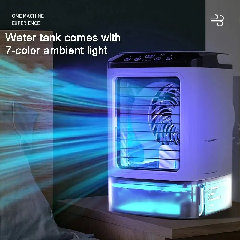 Condizionatore portatile domestico, ventilatore da scrivania con doppia atomizzazione ad ultrasuoni, 3 velocità, silenzioso, con luce notturna, condizionatore d'aria da tavolo