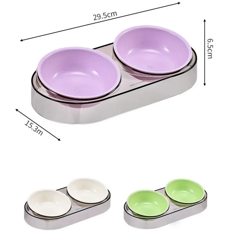 Dog Food Bowl Adjustable Cat Water Bowl Double Bowls for Dogs Feeding Neck Protector Detachable Dog Food Container Pet Supplies
