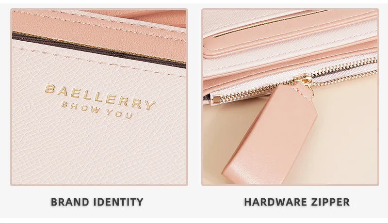 Portafoglio di Lusso Baellerry per Donne, Elegante Portamonete Sottile in Pelle PU con Scomparti Multipli per Carte