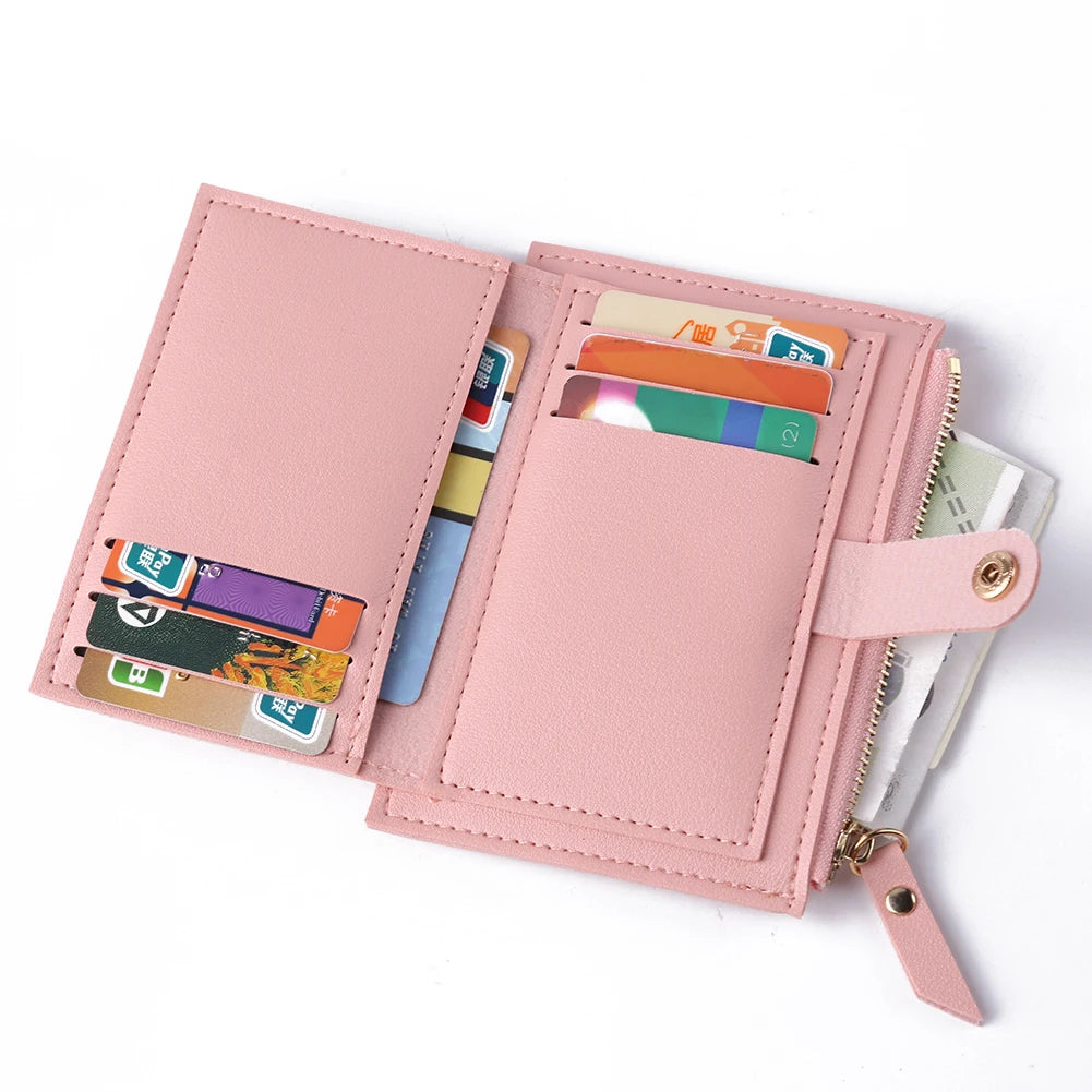 Portafogli da donna Borsa da donna in pelle PU Mini Hasp Porta carte multi-carta solida Portafogli corti Portafoglio piccolo sottile con cerniera Hasp
