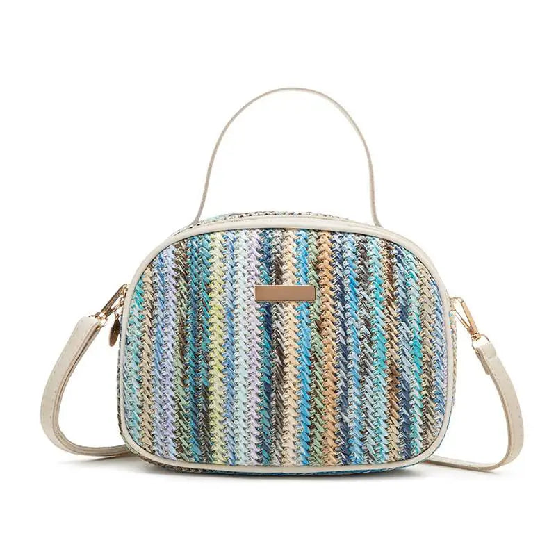 Borsa di paglia da donna in maglia di Rattan borsa da spiaggia con catena estiva piccola borsa e borsa a tracolla da donna borsa a tracolla con Design da viaggio