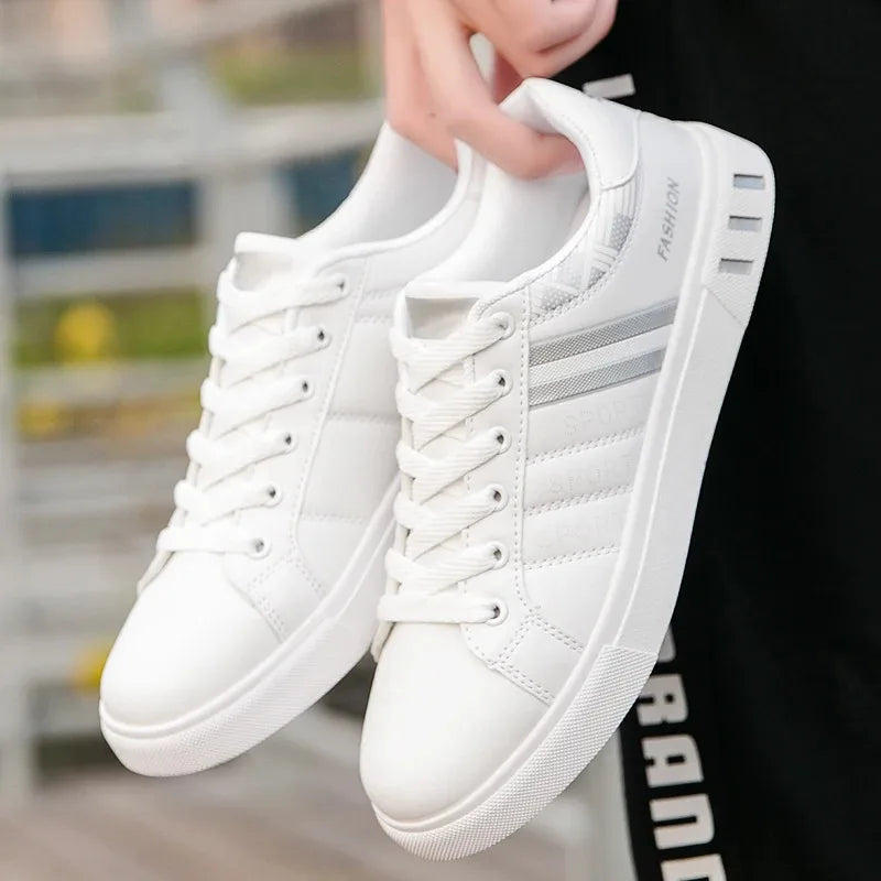 Sneakers casual da uomo, scarpe sportive comode e alla moda, mocassini da uomo di grandi dimensioni, sneakers vulcanizzate bianche piatte 46