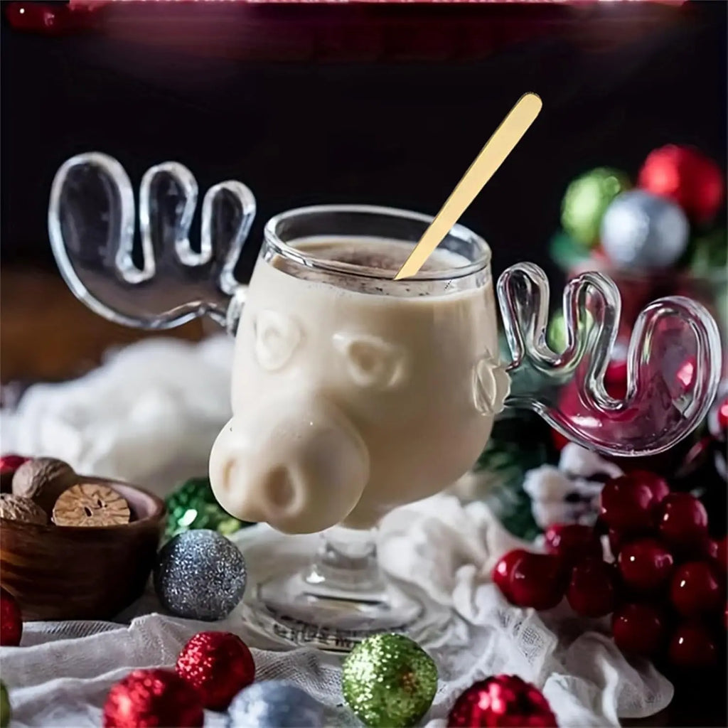 8oz 240ml Vacanza di Natale Alce Tazza Con Gatto Cucchiaio Di Natale Renna Testa Creativo Alce Bicchiere Vino Birra Acqua Succo di Latte Tazza Regali