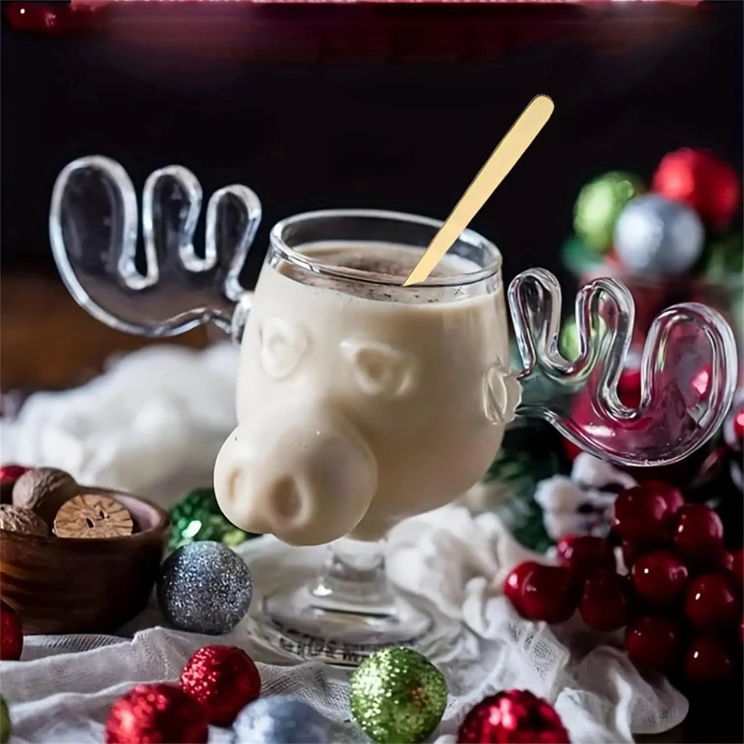 8oz 240ml Vacanza di Natale Alce Tazza Con Gatto Cucchiaio Di Natale Renna Testa Creativo Alce Bicchiere Vino Birra Acqua Succo di Latte Tazza Regali