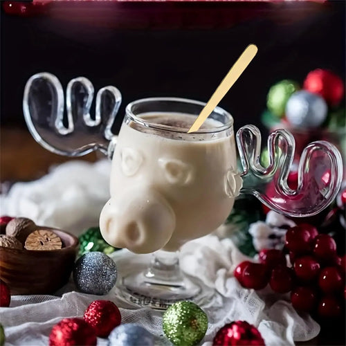 8oz 240ml Vacanza di Natale Alce Tazza Con Gatto Cucchiaio Di Natale Renna Testa Creativo Alce Bicchiere Vino Birra Acqua Succo di Latte Tazza Regali