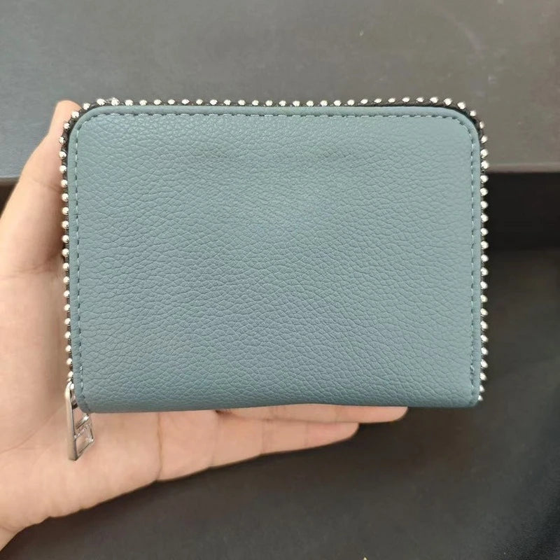 Nuovo Portafoglio da Donna ZV in PU con Catena Metallica, Porta Carte, Pochette in Denim, Portamonete, Portafoglio Piccolo