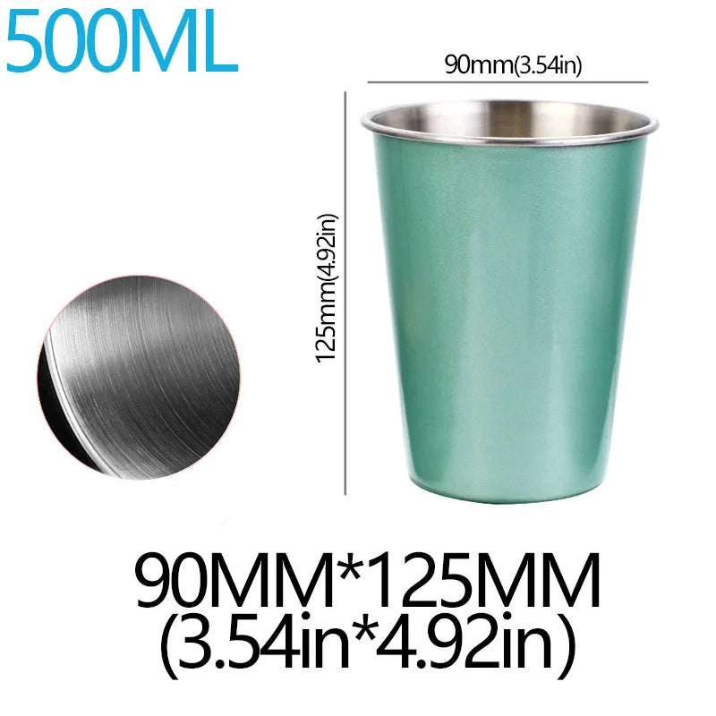 350/500ml Tazze in acciaio inossidabile Ufficio domestico Bar Cucina Bevande Bicchiere da caffè Tè Bere Boccale di birra Tazza da viaggio in metallo