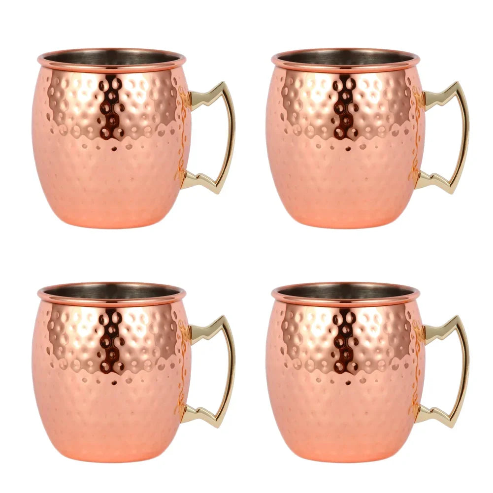 1-6PCS Cocktail Wine Cup Moscow Mule Mugs acciaio inossidabile rame placcato succo tazza di birra tazze da caffè Bar Champagne Party Drinkware