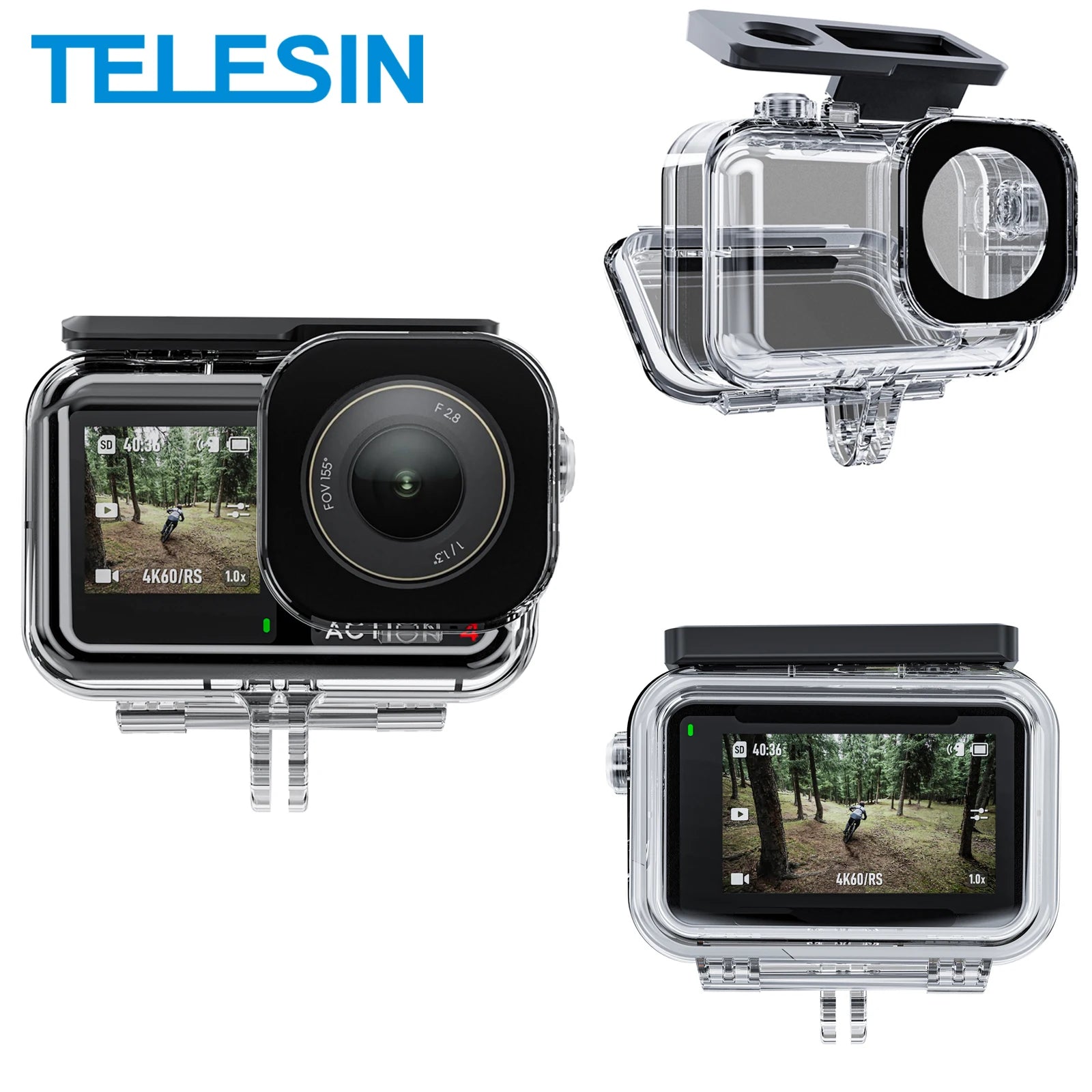 TELESIN Custodia Impermeabile 45M per DJI Osmo Action 3 4 5 Pro Subacquea
