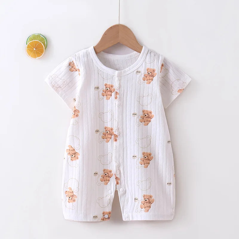 Tutine Neonato 2026 Nuove in Cotone Puro Estive per Bambini e Bambine, Pagliaccetti a Maniche Corte Sottili con Bretelle, Abbigliamento per Neonati