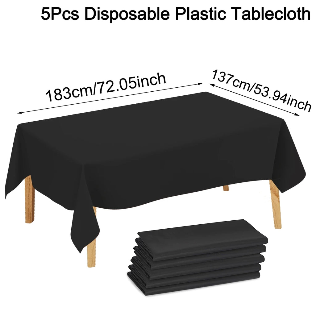 Tovaglia in plastica usa e getta nera da 183 × 137 cm per la decorazione di nozze Forniture per feste di compleanno Decorazioni per la tavola