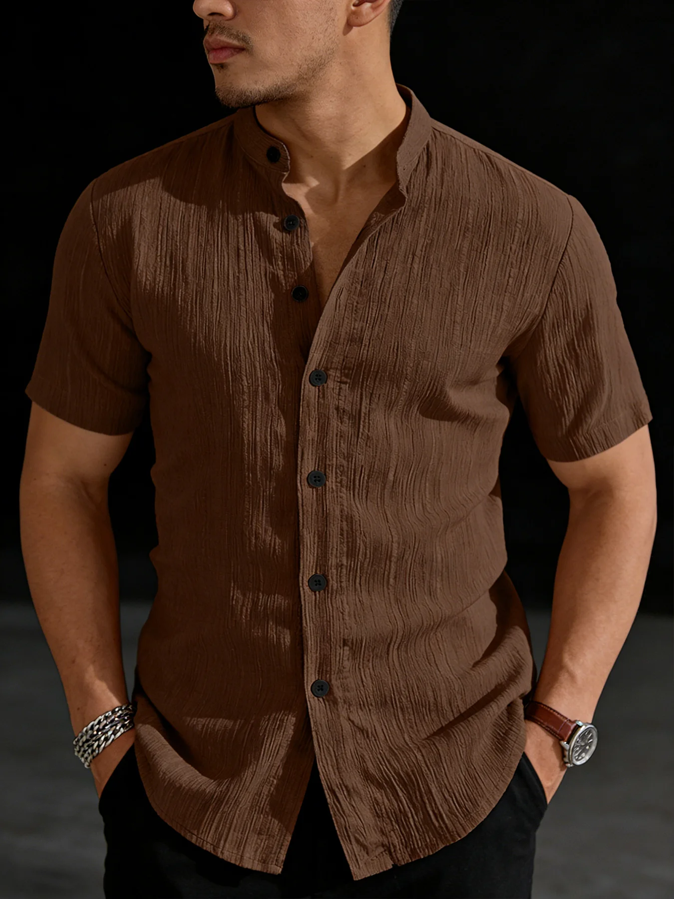 Camicia estiva da uomo di alta qualità a maniche corte - leggera e traspirante, adatta per vacanze al mare, feste in piscina