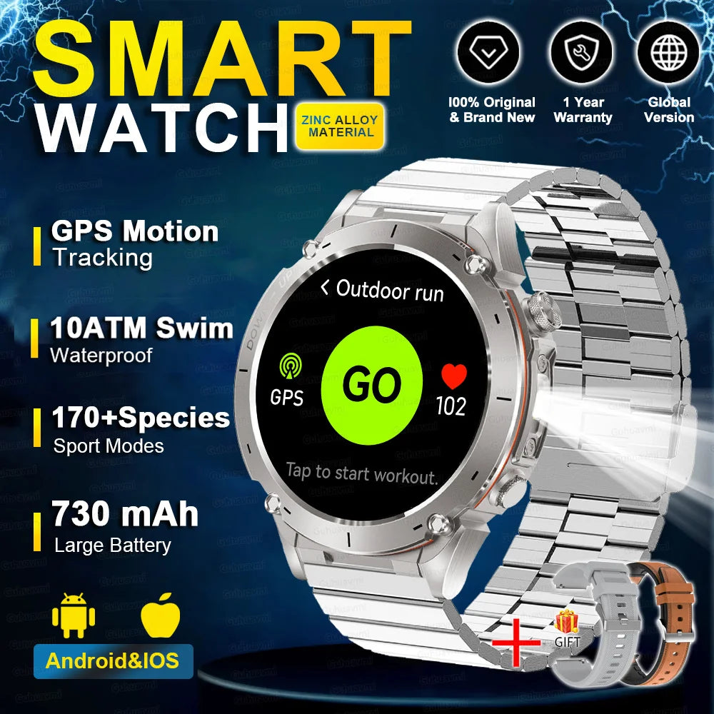 2025 Nuovo originale Stratos 4 GPS Smartwatch 1.43 "AMOLED HD Schermo Bussola Altimetro barometrico Torcia Chiamate vocali SmartWatch