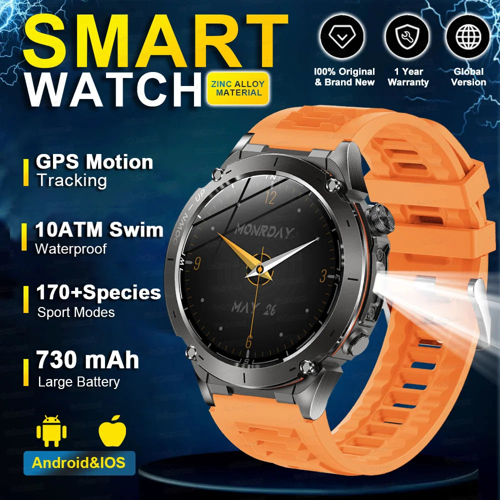 2025 Nuovo originale Stratos 4 GPS Smartwatch 1.43 "AMOLED HD Schermo Bussola Altimetro barometrico Torcia Chiamate vocali SmartWatch