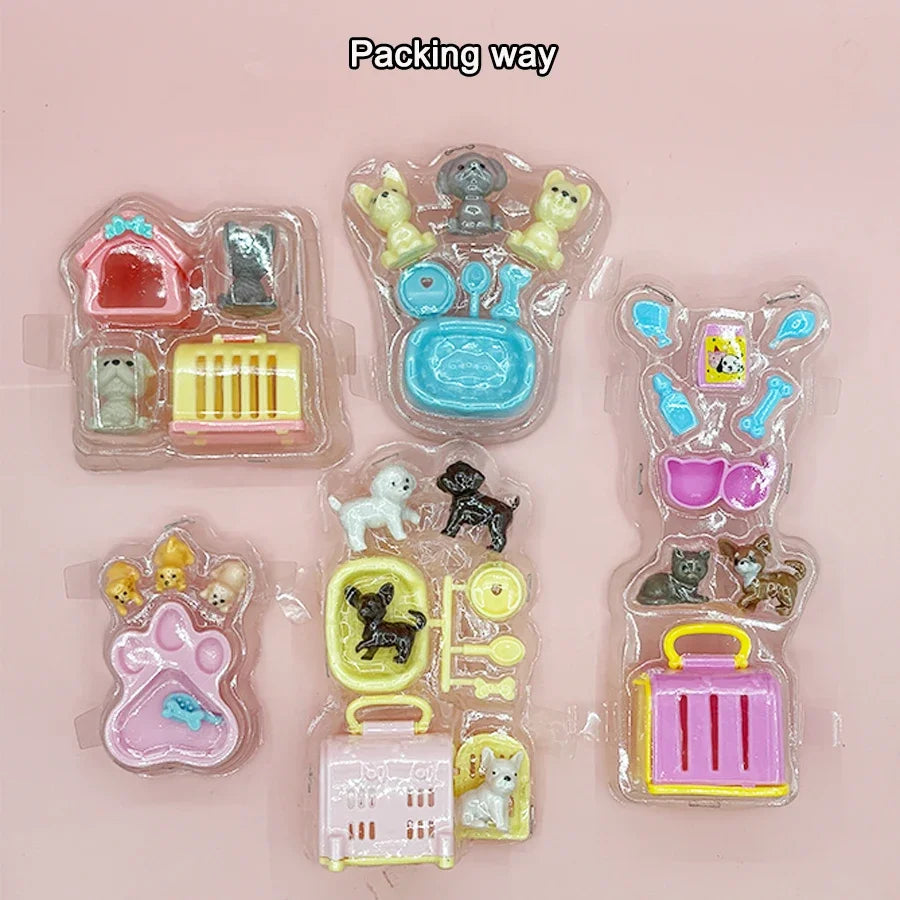 Articolo per casa delle bambole Mini cane Kawaii Accessori per bambole Cucciolo di gatto Set Mini oggetti in plastica Giocattoli per bambini 3+ Divertente giocattolo educativo