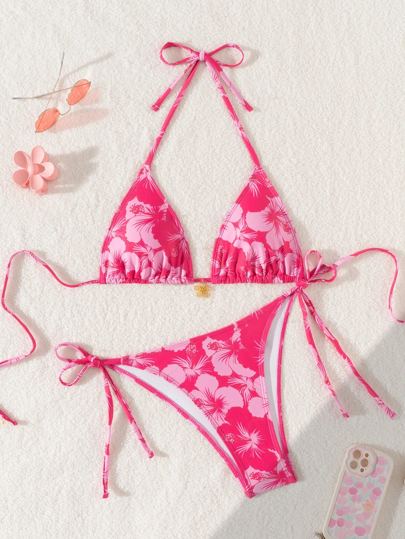 Nuovo Set Bikini Triangolo 2026 - Costume da Bagno Push-Up con Stampa Floreale e Slip Brasiliano
