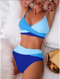 2026 Nuovo Patchwork Costume da bagno bikini a due pezzi Donne sexy Costume da bagno stretto vuoto Backless Costumi da bagno Cross Push Up Beach Costume da bagno