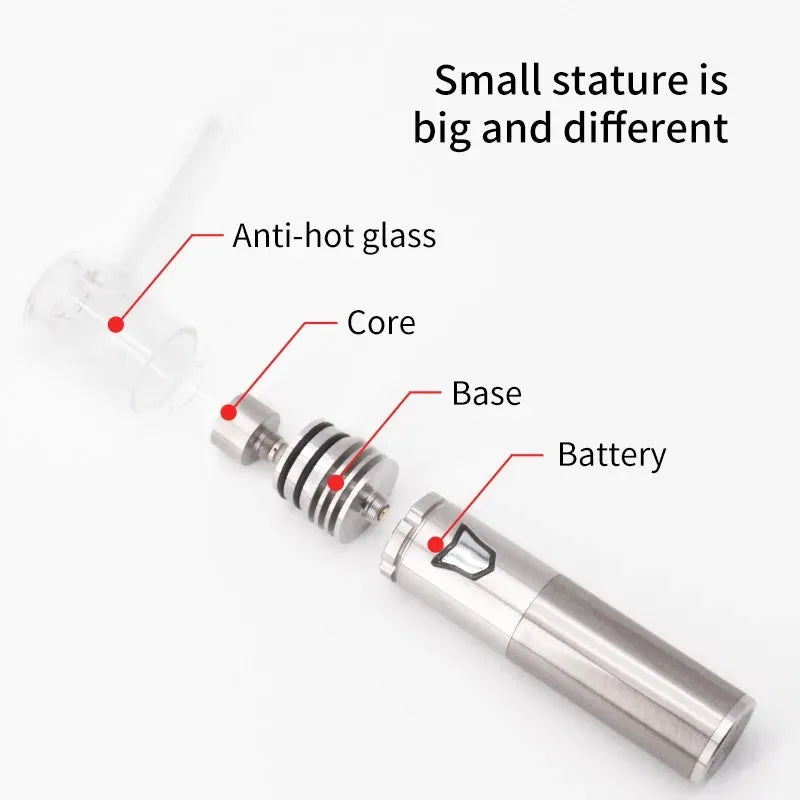 Longmada Motar Stick Vape Pen Kit con atomizzatore in vetro senza bobina al quarzo Tronco da 1300 mAh Batteria di preriscaldamento da 100 W Vaporizzatore concentrato