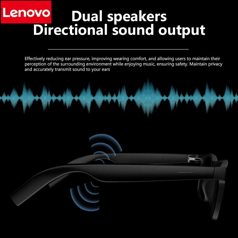 Occhiali intelligenti Lenovo AI con controllo remoto, fotografia touch, assistente vocale, chiamate Bluetooth wireless, cuffie per uomo e donna, idee regalo