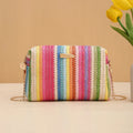 Borsa di paglia da donna in maglia di Rattan borsa da spiaggia con catena estiva piccola borsa e borsa a tracolla da donna borsa a tracolla con Design da viaggio