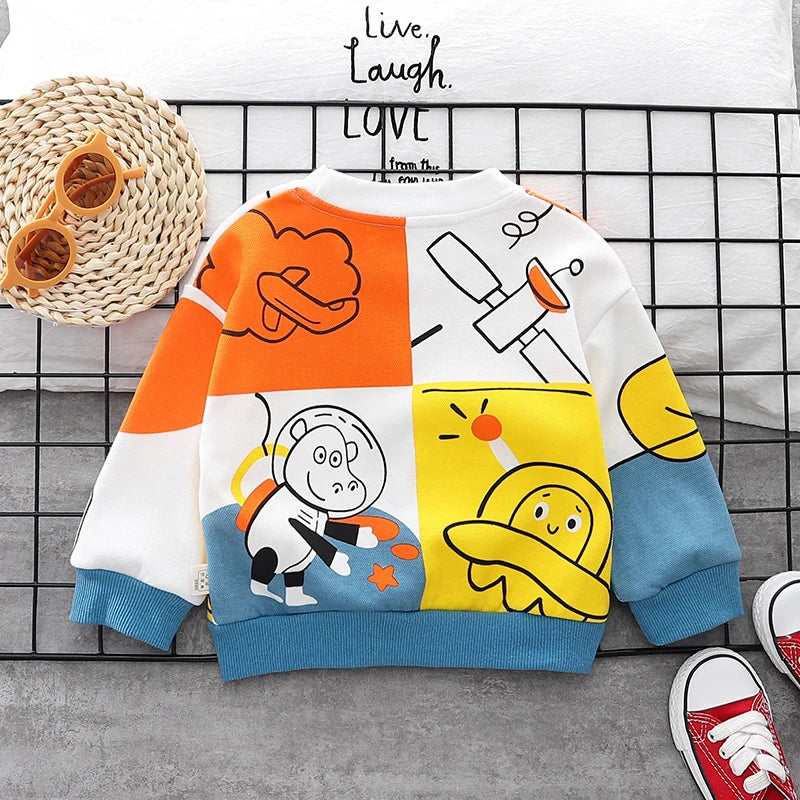 Nuova primavera autunno neonate ragazza cartone animato cotone stampa felpe con cappuccio bambini bambini t-shirt casual abbigliamento sportivo abbigliamento infantile 0-5 anni