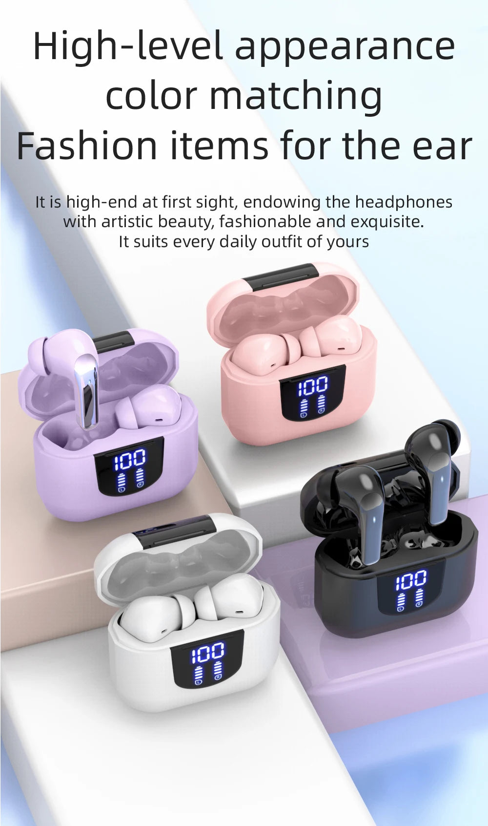 Traduzione istantanea in 144 lingue 2025 nuovi auricolari Bluetooth transfrontalieri con vero display digitale wireless,