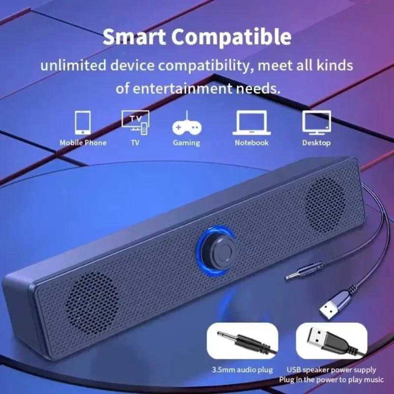 Soundbar per PC Bluetooth alimentato tramite USB Soundbar per altoparlante cablato e wireless per TV Pc Laptop Gaming Home Theater Sistema audio surround