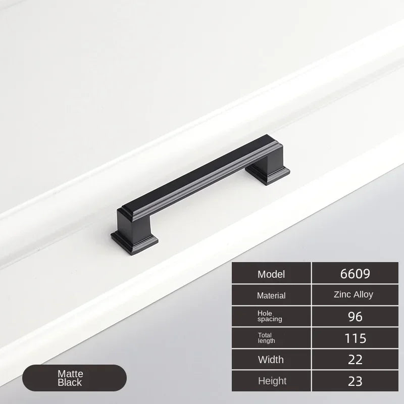 American Style Zinc Alloy Thick Solid Door Handle Drawer Pull Black Gold Wardrobe Cupboard Bedside Table Handle Cabinet Pulls