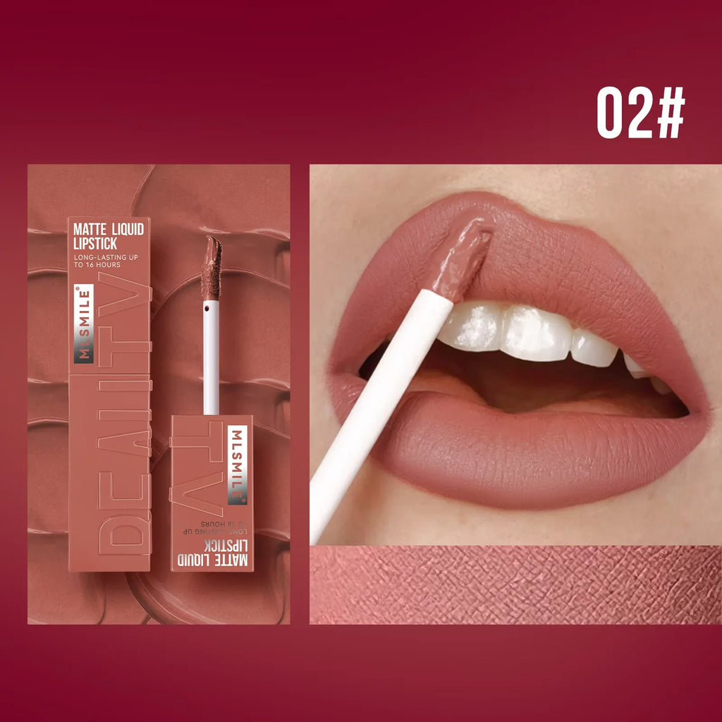 6 colori di rossetto liquido velluto a lunga durata con texture opaca Tazza antiaderente impermeabile Prodotti professionali per il trucco delle labbra