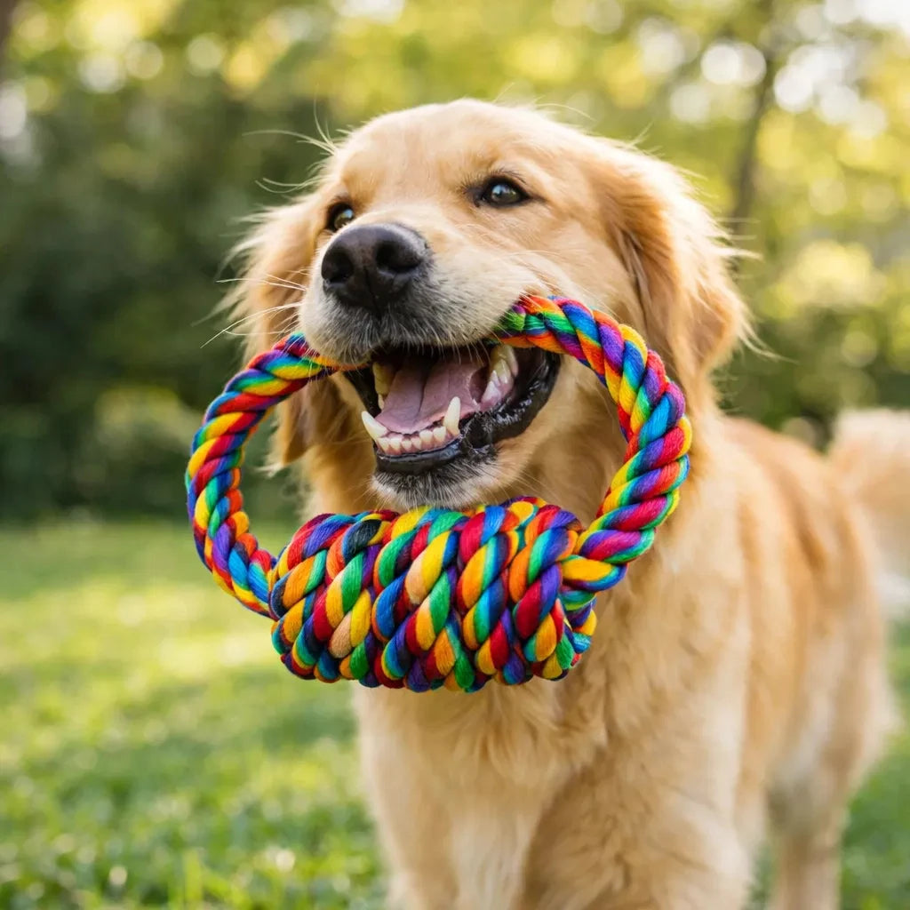 1pc Large Breed Knot Dog Toy-Multicolor, Tough Chew Toy for Aggressive Chewers, Heavy Duty Dental Floss Toy Kit Anti-Chew Design