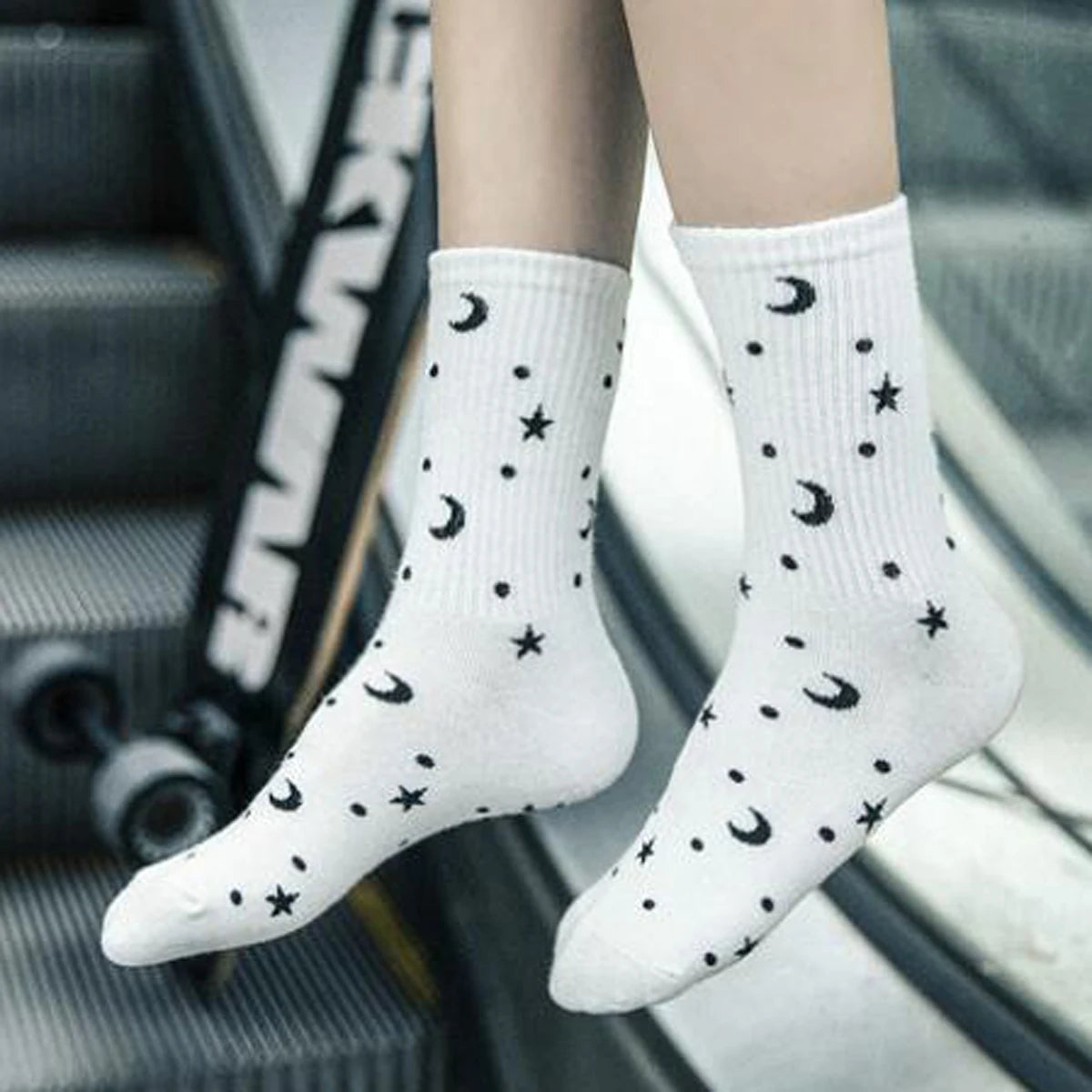 1 paio di calzini da skateboard Harajuku in cotone casual da donna