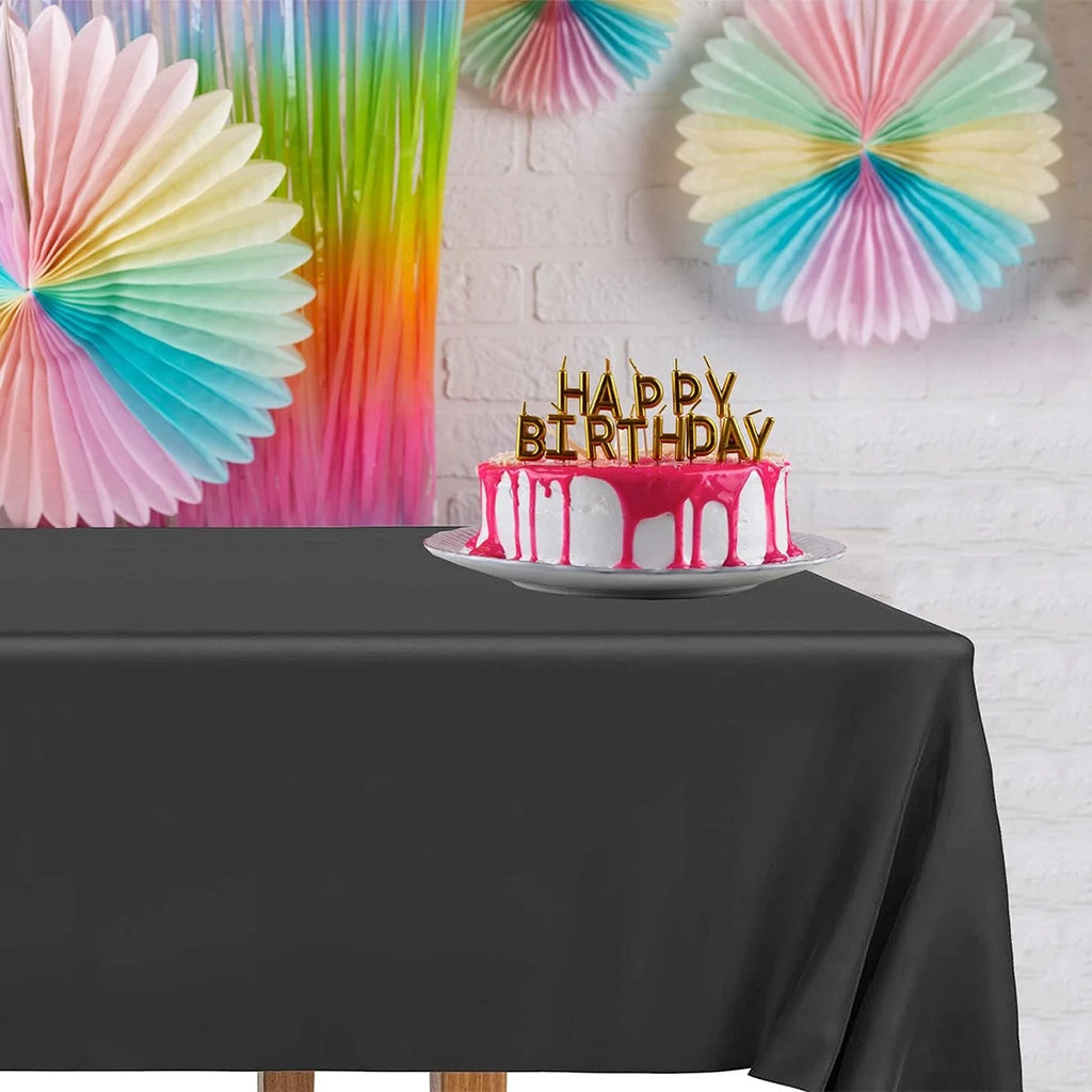 Tovaglia in plastica usa e getta nera da 183 × 137 cm per la decorazione di nozze Forniture per feste di compleanno Decorazioni per la tavola