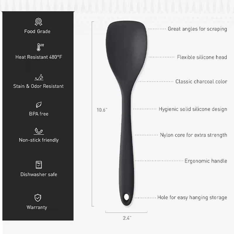 Cucchiaio in silicone per uso alimentare Spatola Cucchiaio da cucina resistente al calore Flessibile antiaderente Raschietto da forno Agitazione Scooping Miscelazione di insalate