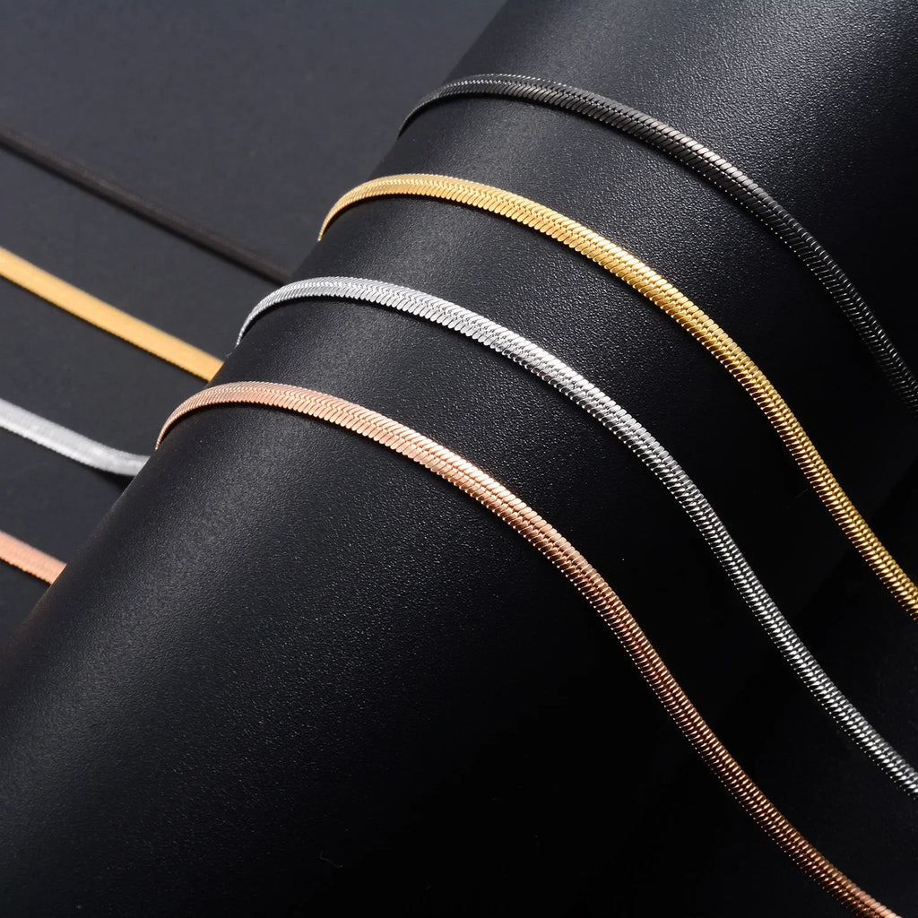 Yadreva 1.0mm/2.0mm Collana sottile in acciaio inossidabile Catena a serpente piatta Collegamento semplice Accessori per gioielli che non sbiadiscono