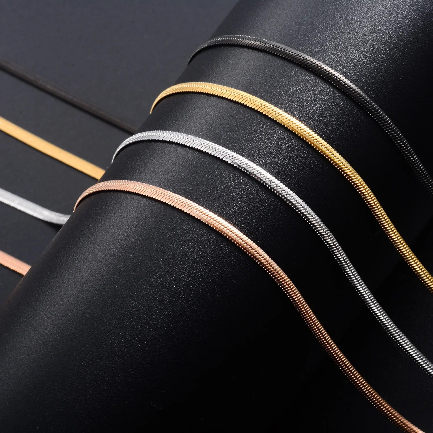 Yadreva 1.0mm/2.0mm Collana sottile in acciaio inossidabile Catena a serpente piatta Collegamento semplice Accessori per gioielli che non sbiadiscono
