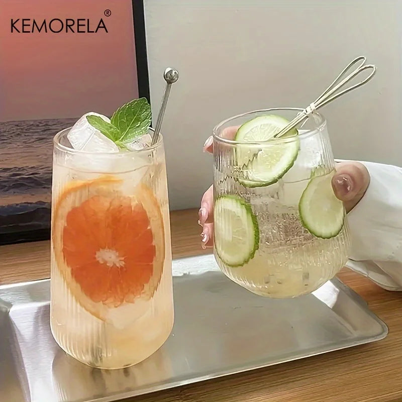 4/6PCS Resistente Al Calore Costola Caffè Bicchieri di Acqua Strisce Verticali Tazza di Tè per Bere Latte Birra Vino Succo di Bicchieri Set Regalo