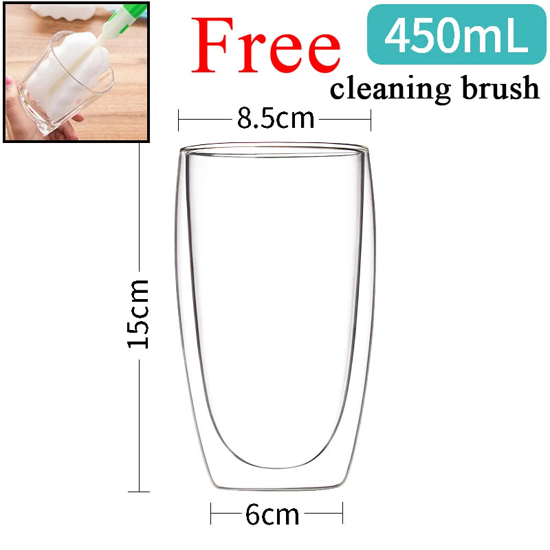 Tazza da caffè in vetro trasparente latte whisky tè birra doppio creativo resistente al calore Cocktail Vodka tazza da vino bicchiere bicchieri regalo