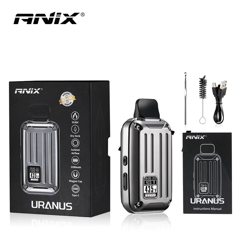 ANIX Uranus Dry Herb Black vaporizzatore E sigaretta 2200mAh batteria Herbal Vape Pen Herbal vaporizzatore Kit Vape Starter Kit Ecig