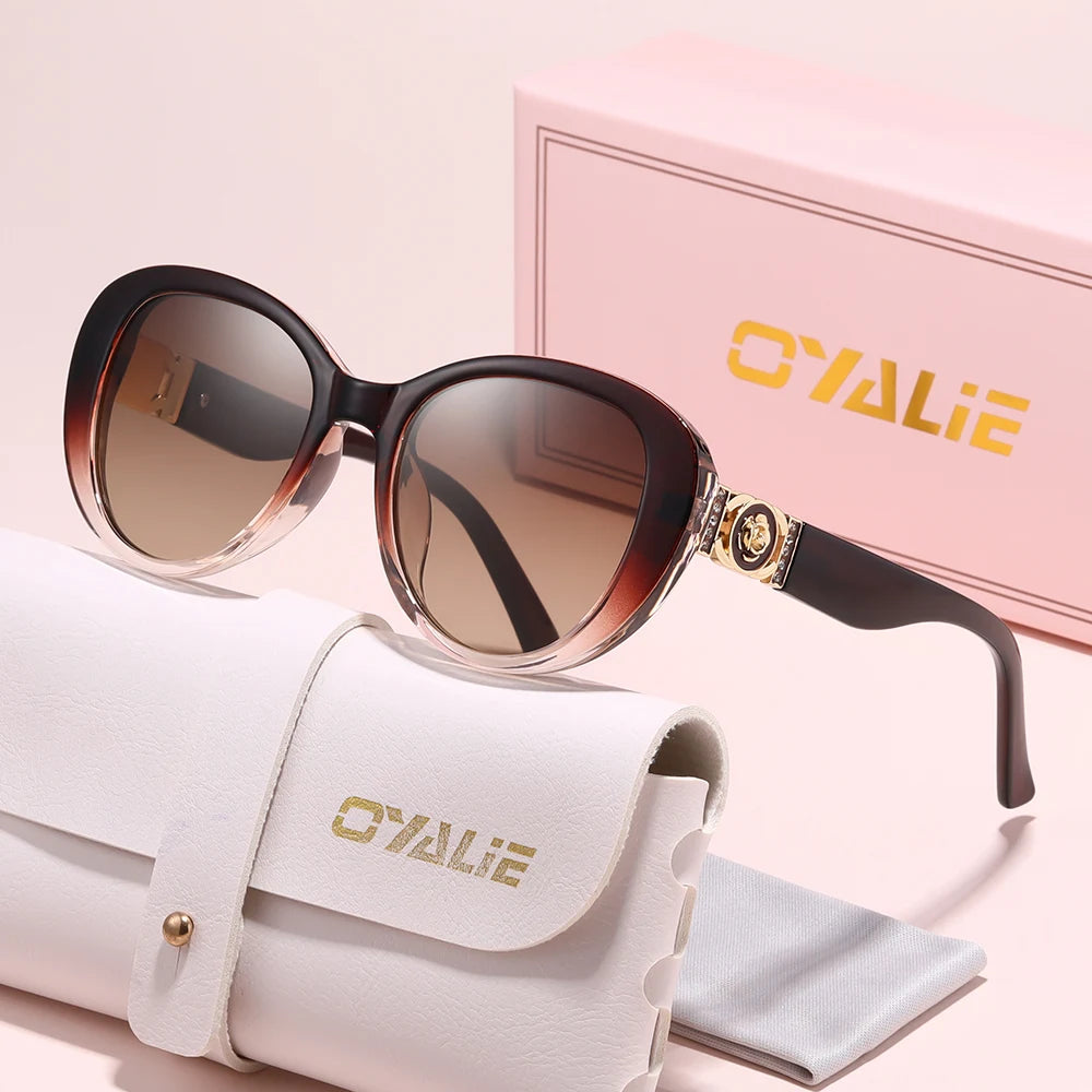 Oyalie Retro Multi-Color Large-Frame Sunglasses with Metal Accents, 5 Color Styles to Switch Between, Large Frame for Face Shaping, Sun Protection, Suitable for Vacation and Commuting