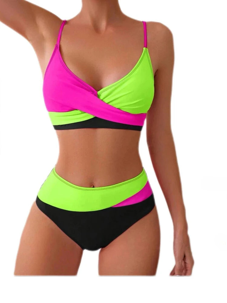 Sexy Push Up Bikini Set Patchwork femminile Costume da bagno Donna Costumi da bagno Summer Beach Wear Biquini Costume da bagno Maillot De Bain Femme