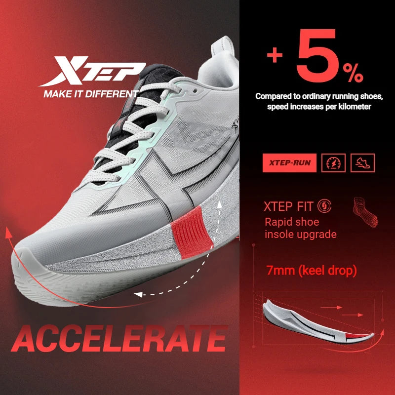 Xtep 2000 km 5.0 Scarpe da corsa Morbide scarpe da ginnastica universali Cuscino Durevole da jogging Scarpe leggere resistenti all'usura 874119110023