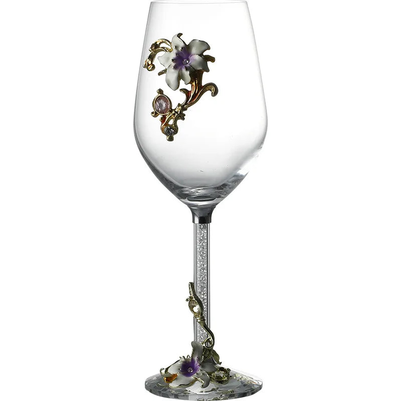 2 pezzi di smalto europeo con iris colore bicchiere da vino rosso bicchiere di cristallo calice di vino con diamante bianco champagne senza piombo