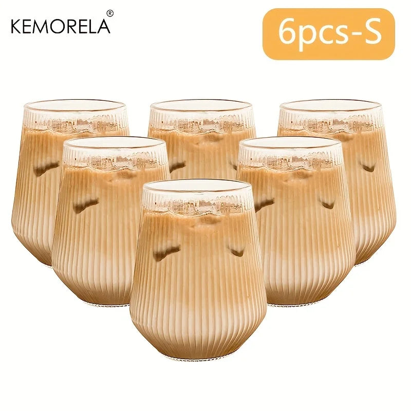 4/6PCS Resistente Al Calore Costola Caffè Bicchieri di Acqua Strisce Verticali Tazza di Tè per Bere Latte Birra Vino Succo di Bicchieri Set Regalo