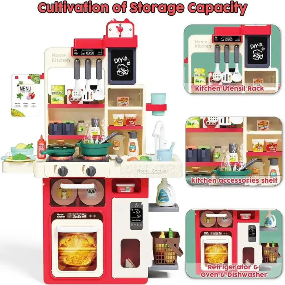 Set da gioco da cucina per bambini con luci e suoni realistici Lavello spray Fai finta di giocare con il cibo Cucina Regalo di Natale per ragazzi e ragazze