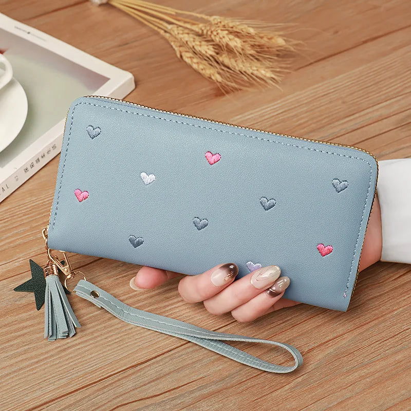Portafogli lunghi da donna Portafogli di lusso con cuore d'amore per porta carte da tasca per soldi da donna Portafogli femminili Pochette per telefono