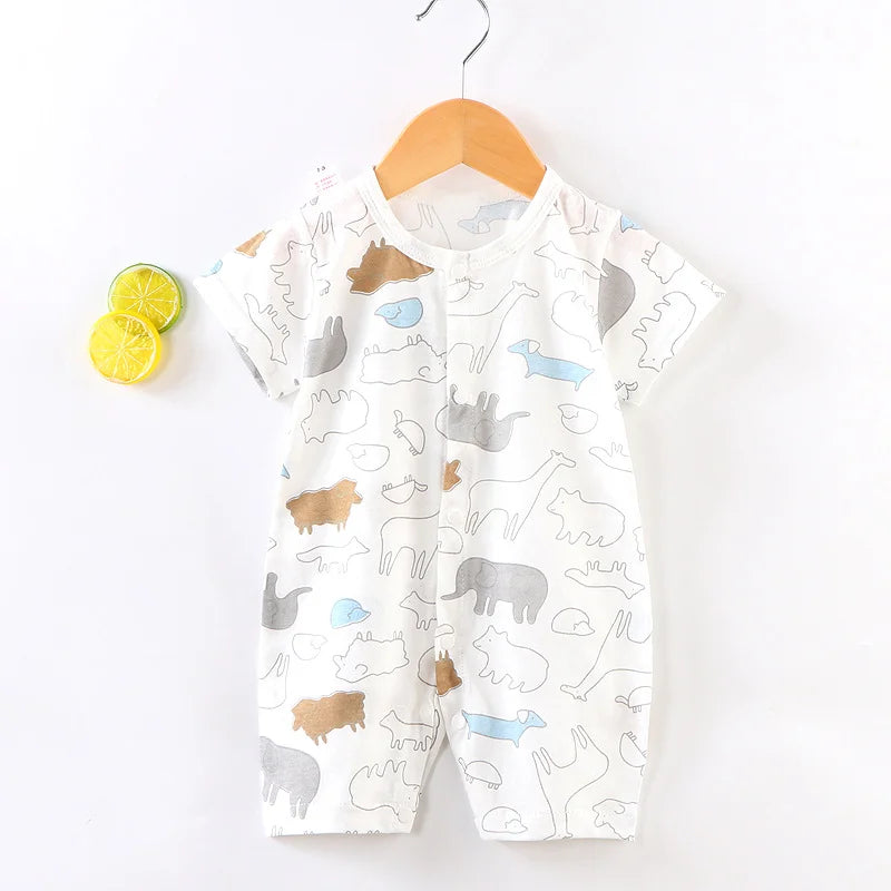 Tutine Neonato 2026 Nuove in Cotone Puro Estive per Bambini e Bambine, Pagliaccetti a Maniche Corte Sottili con Bretelle, Abbigliamento per Neonati