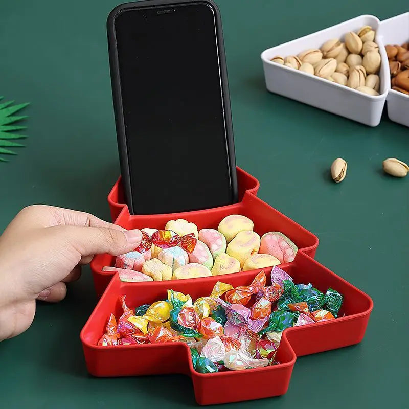 Forma dell'albero di Natale Soggiorno Caramelle Snack Noci Semi Frutta secca Piatto di plastica Piatti Ciotola Piatti colazione Vassoio Stoviglie
