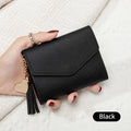 Nuovo portafoglio compatto da donna con pochette Portamonete ultrasottile portatile in pelle PU con porta carte di credito con nappa Portafoglio corto da donna