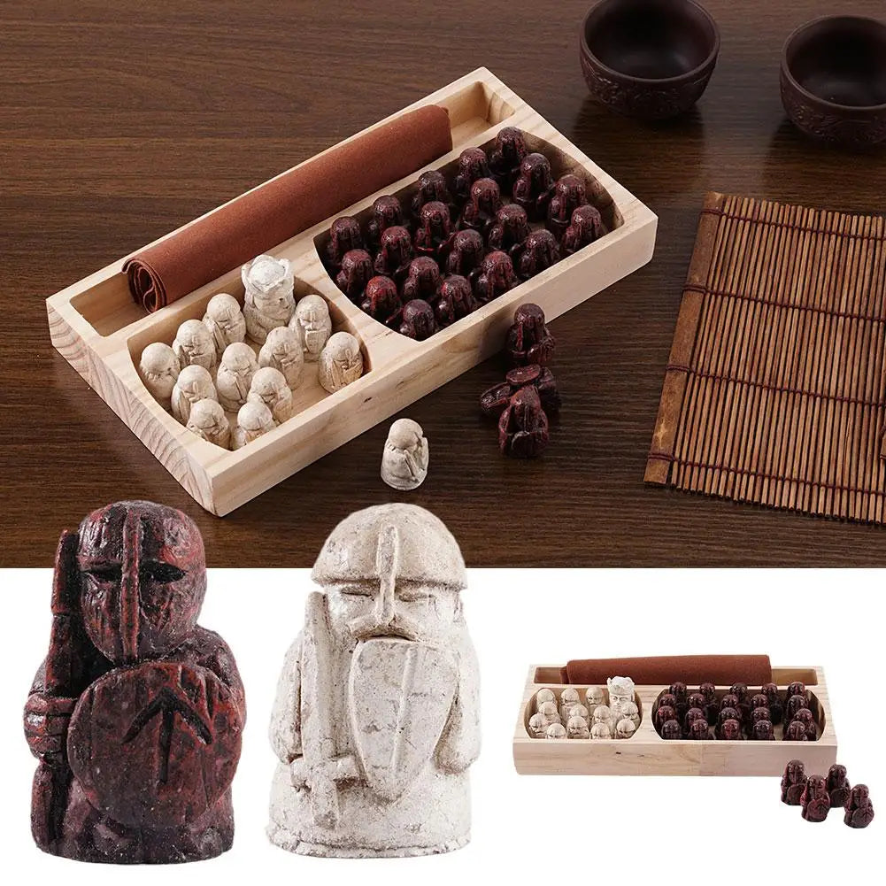 Nuovo gioco da tavolo portatile di strategia tradizionale realizzato per adulti Bambini Classico due giocatori da tavolo Viaggio Vintage Viking Ches C8K2