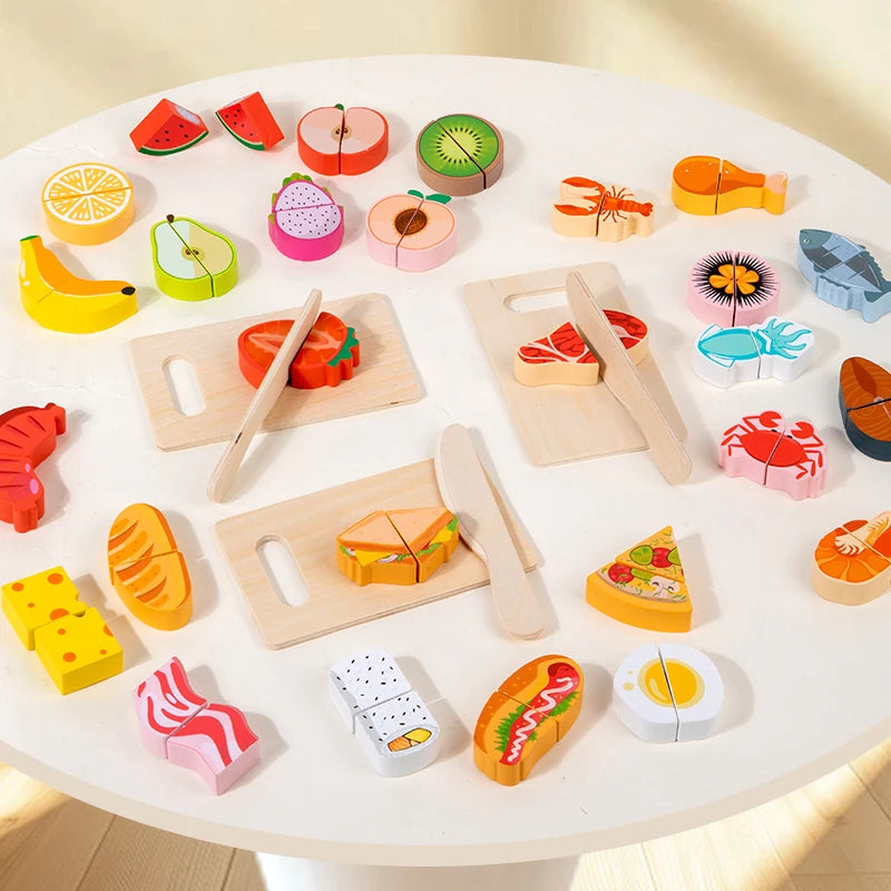 Set da cucina per bambini Simulazione in legno Taglio di frutta Verdura Giocattolo alimentare Fai finta di giocare Giocattoli educativi per bambini
